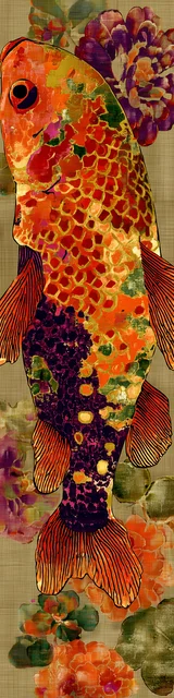 Free printable fish bookmark featuring wide orange fish